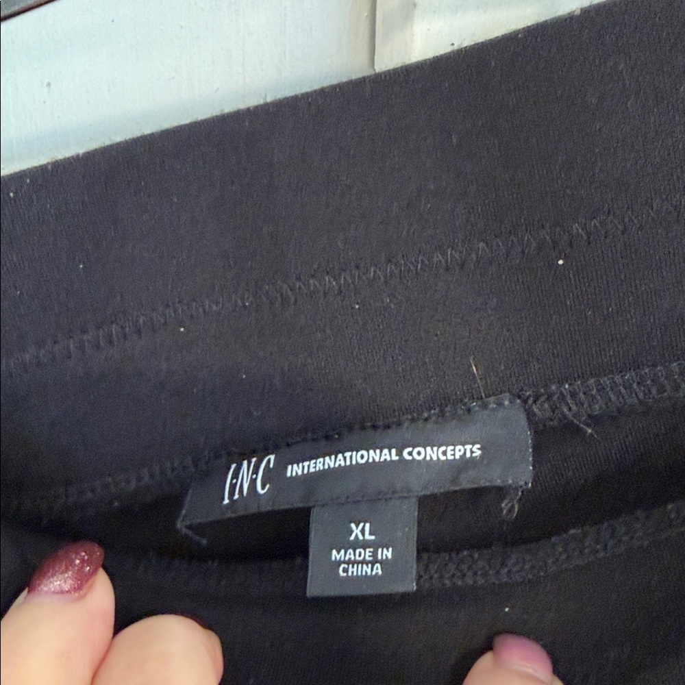 INC: Black Leggings with Leather look Accents size XL - Picture 5 of 7